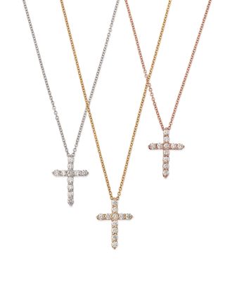 Bloomingdale's Fine Collection - Diamond Cross Pendant Necklace in 14K Yellow, White, or Rose Gold - Exclusive