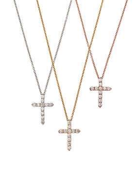 Bloomingdale's - Diamond Cross Pendant Necklace in 14K Yellow, White, or Rose Gold - 100% Exclusive