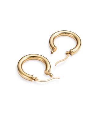 14K Yellow Gold Tube Hoop Earrings 
