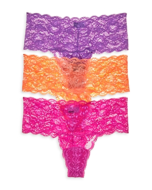 Cosabella Never Say Never Cutie Low-rise Thongs, Set Of 3 In Cyclamen Cape/fuchsia/coral Breeze