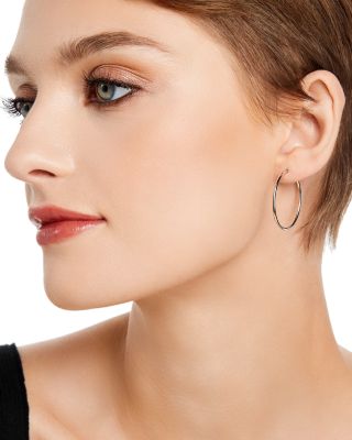 14K White Gold Endless Hoop Earrings 