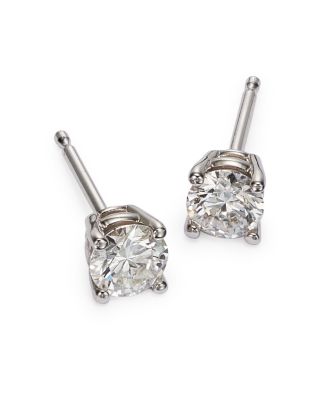 Colorless Certified Round Diamond Stud Earring in 18K White Gold, 0.50 tcw&nbsp;