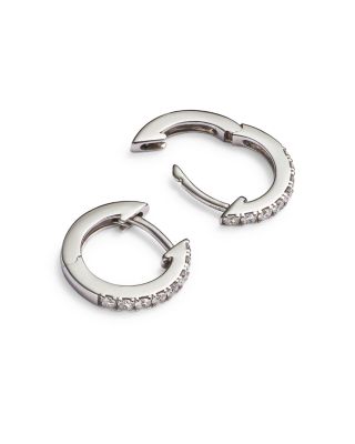 Diamond Mini Hoop Earrings in 14K White Gold, .15 tcw 