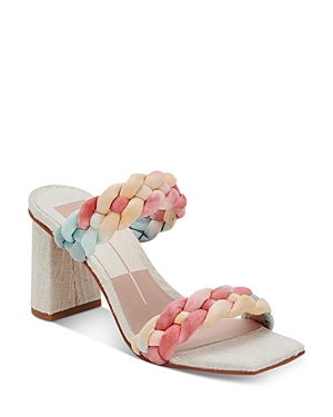 Dolce Vita Women's Paily Braided Double Strap High Heel Sandals In Coral Multi