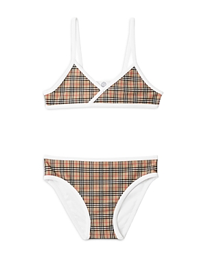 BURBERRY GIRLS' CROSBY MICRO CHECK TWO PIECE SWIMSUIT - LITTLE KID, BIG KID