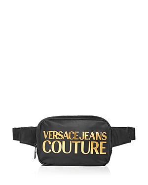 Versace Jeans Couture Golden Logo Bags Smooth Clutch In Nero