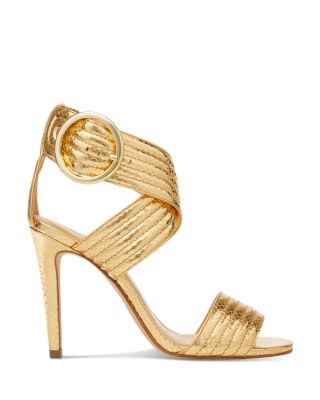 strappy gold high heels