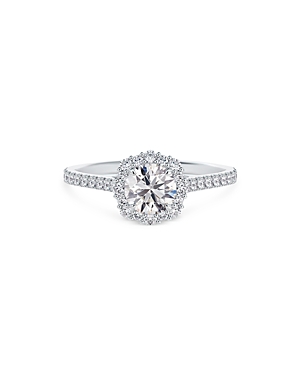 Center of My Universe Floral Halo Diamond Engagement Ring with Diamond Band in Platinum, 1.35 ct. t.w.
