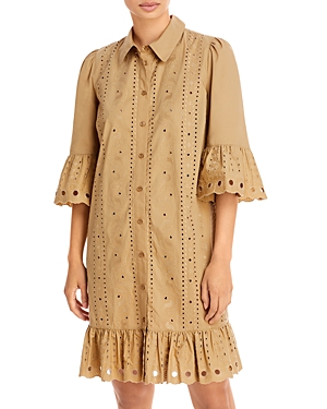 SEE BY CHLOÉ SEE BY CHLOE EYELET EMBROIDERED SHIRT DRESS