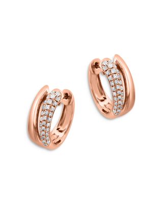 Bloomingdale's Fine Collection - Pave Diamond Huggie Hoops in 14K Rose Gold, 0.30 ct. t.w. - Exclusive