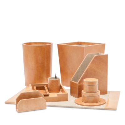 Leon Camel Full Grain Leather Desk Accessories, Set of 4