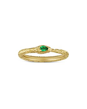 Gucci - 18K Yellow Gold Ouroboros Emerald Ring