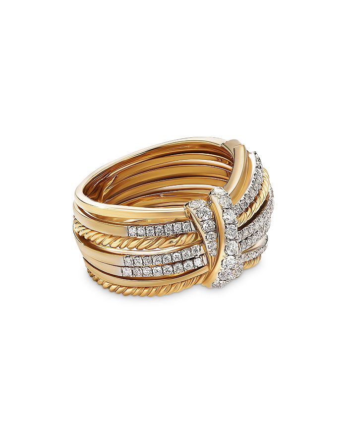 David Yurman - 18K Yellow Gold Angelika Diamond Multirow Statement Ring