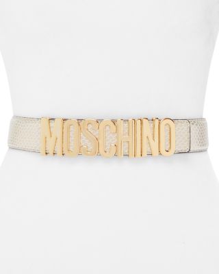 Women's Logo Snake Embossed Leather Belt