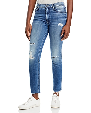 MOTHER THE DAZZLER MID RISE ANKLE STRAIGHT JEANS IN WEEKEND WARRIOR,1906-104
