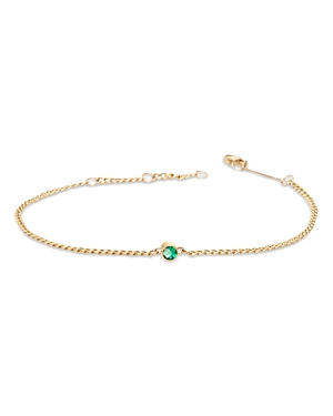 Zoë Chicco 14k Yellow Gold Emerald Solitaire Chain Bracelet