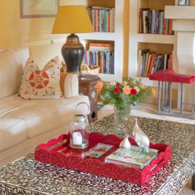 Large Lacquer Scalloped Ottoman Tray