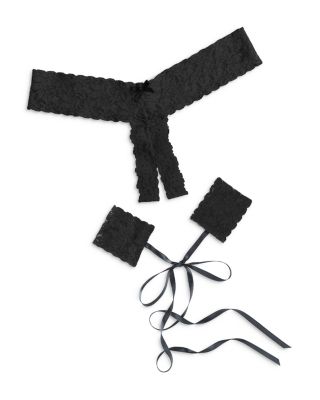 HANKY PANKY AFTER MIDNIGHT ALL TIED UP OPEN THONG & HANDCUFFS SET