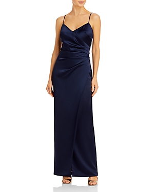 Aqua Satin Ruched Gown - 100% Exclusive In Navy