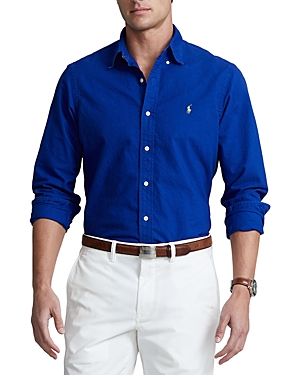 Polo Ralph Lauren Garment-dyed Oxford Shirt In Heritage Royal