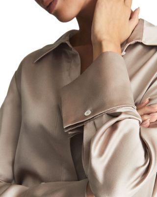 Hailey Button Front Silk Shirt