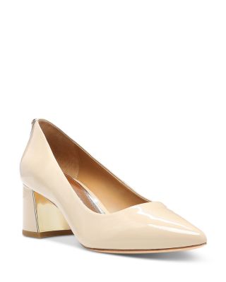 leather block heel pumps