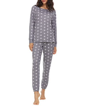 Flora Nikrooz Marian Printed Dreamy Sweater Knit Pajama Set In Charcoal