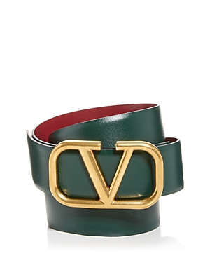 Valentino Garavani Men's Logo Buckle Reversible Leather Belt