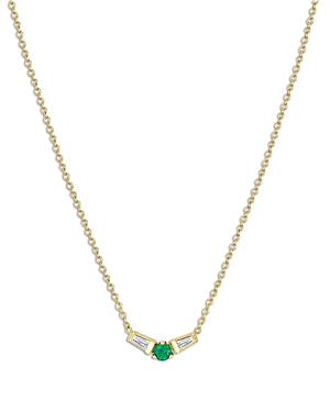 Shop Zoë Chicco 14k Yellow Gold Emerald Gemstones Emerald & Diamond Choker Necklace, 14-16 In Green/gold