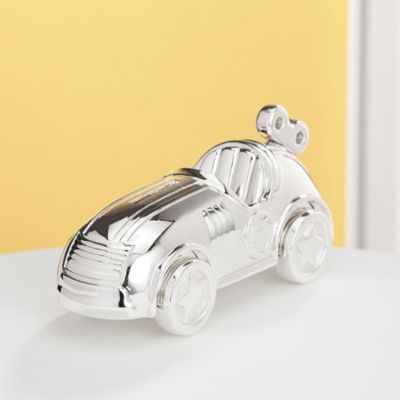 Silverplated Race Car Coin Bank