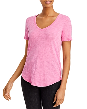 Atm Anthony Thomas Melillo Short Sleeve V-neck Tee In Pink Cosmo