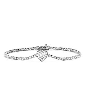 Bloomingdale's - Diamond Heart Station Tennis Bracelet in 14K White Gold, 0.75 ct. t.w. - 100% Exclusive