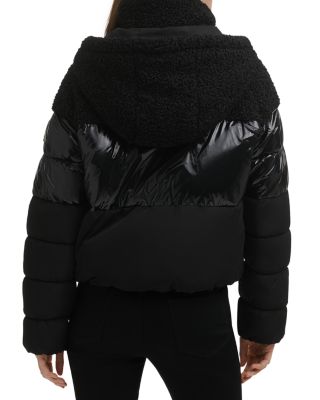 black and white puffer jacket