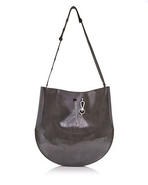 Allsaints Beaumont Small Leather Hobo In Ash Grey