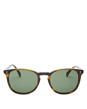 Shop Oliver Peoples Round Sunglasses, 53mm In Havana/green Solid
