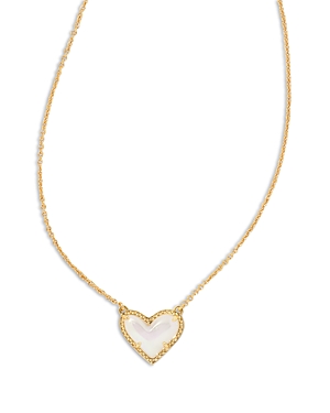 Kendra Scott Ari Heart Short Pendant Necklace, 15 In Gold Frosted Glass