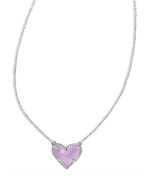 Kendra Scott Ari Heart Short Pendant Necklace, 15 In Silver Amethyst