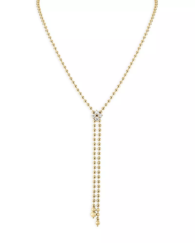 Roberto Coin 18K Yellow Gold Love In Verona Diamond Cluster Lariat Necklace, 23