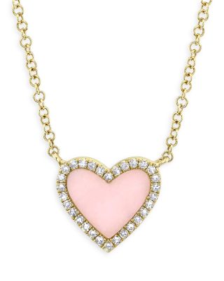 14K Yellow Gold Kate Stone Heart & Diamond Necklace Collection