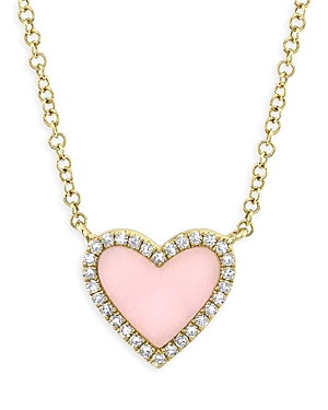 Moon & Meadow 14k Yellow Gold Pink Opal & Diamond Heart Pendant Necklace, 18 - 100% Exclusive In Pink/gold