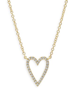Moon & Meadow - 14K Yellow Gold Diamond Open Heart Pendant Necklace, 18" - Exclusive