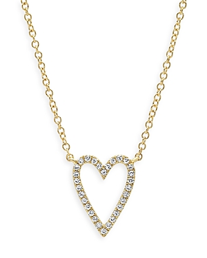 Moon & Meadow 14K Yellow Gold Diamond Open Heart Pendant Necklace, 18 - 100% Exclusive