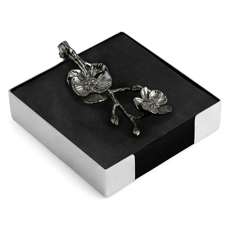 Michael Aram Black Orchid Cocktail Napkin Holder In Nickel Plate