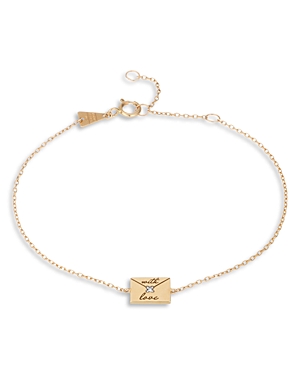 Adina Reyter 14k Yellow Gold Paris Diamond With Love Envelope Chain Bracelet