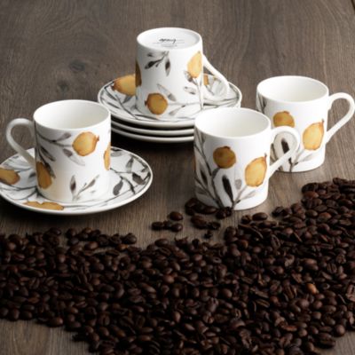 Pomegranate Demitasse Cup & Saucer Set with Stand