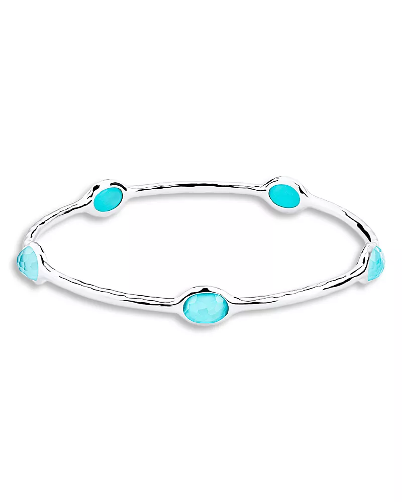 Ippolita Sterling Silver Rock Candy Turquoise & Rock Crystal Doublet Bangle Bracelet