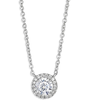 Lightbox Jewelry Lightbox Basics Lab Grown Diamond Halo Pendant Necklace In 10k White Gold, 1 Ct. T.w. - 100% Exclusi