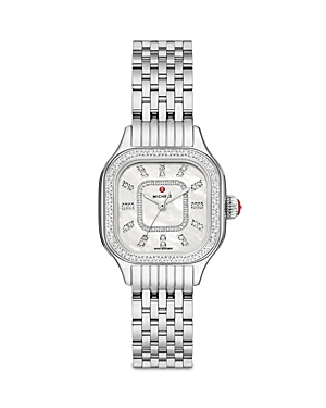 Shop Michele Meggie Diamond Watch, 29mm In White/silver