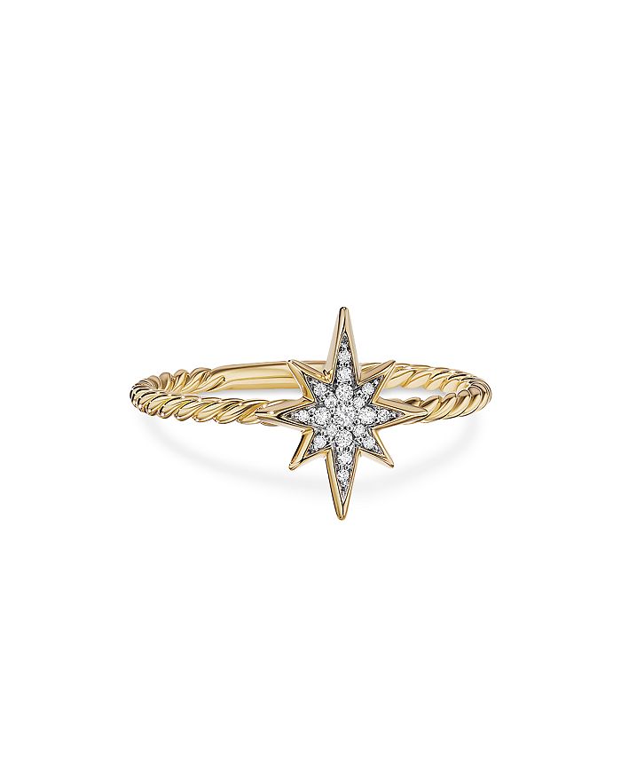 David Yurman - 18K Yellow Gold Cable Collectibles&reg; North Star Stacking Ring with Diamonds