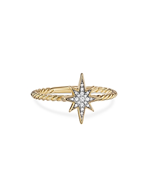David Yurman 18K Yellow Gold Cable Collectibles North Star Stacking Ring with Diamonds